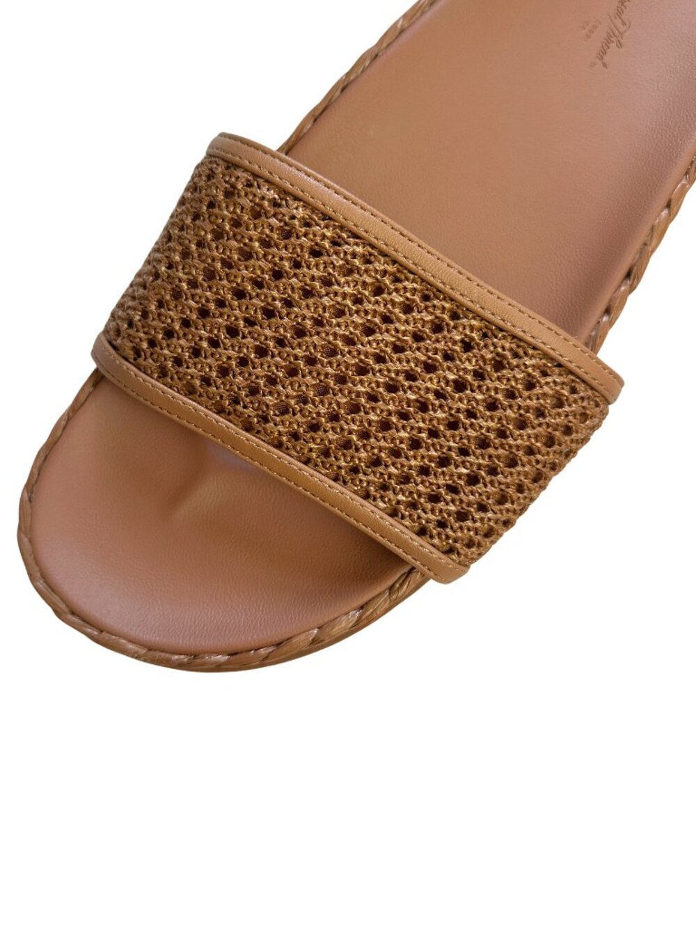 Universal Thread Brinley Woven Raffia Slide Sandals Tan Brown Size 6.5 - Picture 3 of 11